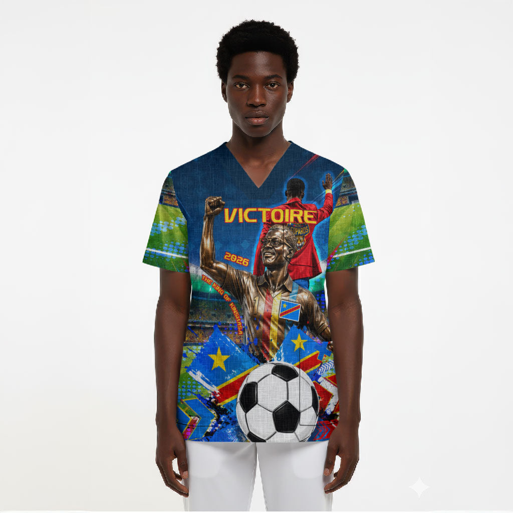 DR Congo Patrice Lumumba Scrub Top Kinshasa Stadium Flag - King Of Kinshasa Football