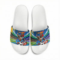 DR Congo Patrice Lumumba Slide Sandals Kinshasa Stadium Flag - King Of Kinshasa Football