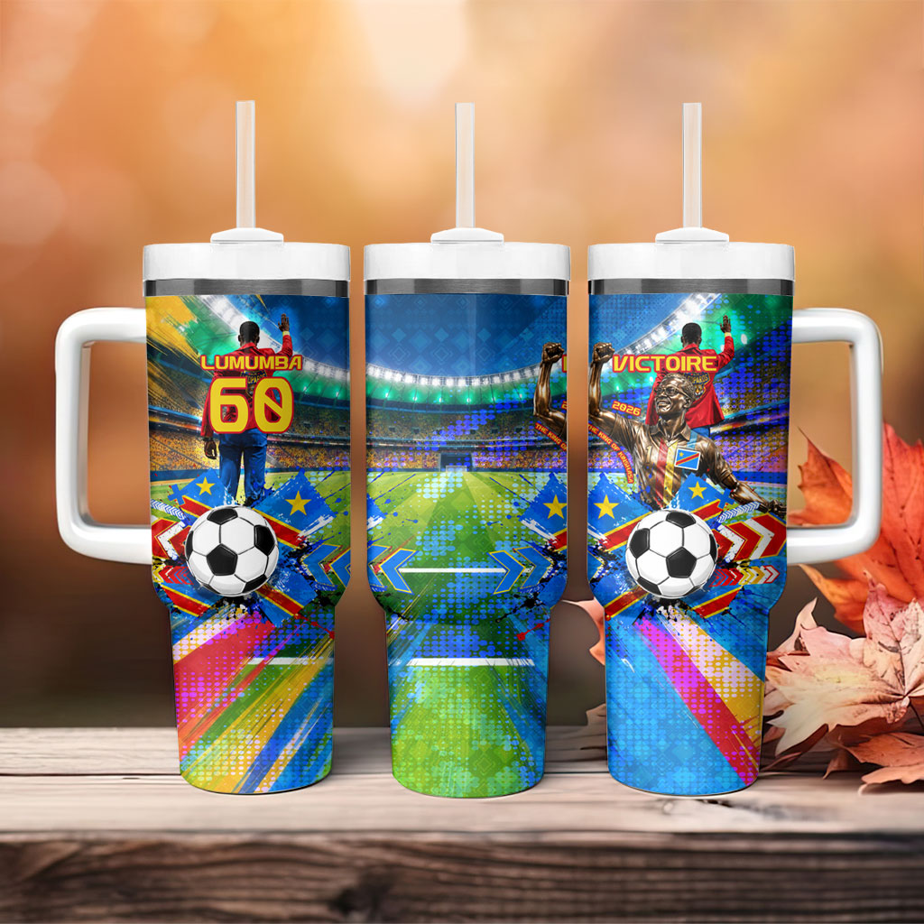 DR Congo Patrice Lumumba Tumbler With Handle Kinshasa Stadium Flag - King Of Kinshasa Football