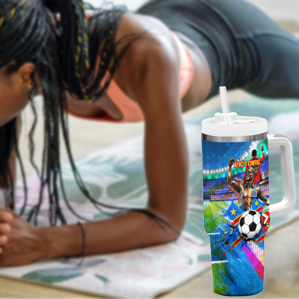 DR Congo Patrice Lumumba Tumbler With Handle Kinshasa Stadium Flag - King Of Kinshasa Football