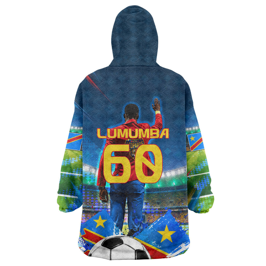 DR Congo Patrice Lumumba Wearable Blanket Hoodie Kinshasa Stadium Flag - King Of Kinshasa Football