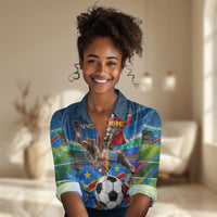 DR Congo Patrice Lumumba Women Casual Shirt Kinshasa Stadium Flag - King Of Kinshasa Football