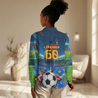 DR Congo Patrice Lumumba Women Casual Shirt Kinshasa Stadium Flag - King Of Kinshasa Football