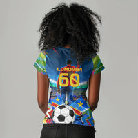 DR Congo Patrice Lumumba Women V-Neck T-Shirt Kinshasa Stadium Flag - King Of Kinshasa Football