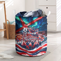 Norway Football Viking Row Laundry Basket Viking Shield Aurora Borealis Dynamic Art