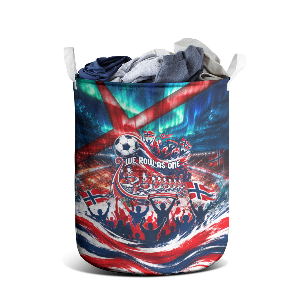 Norway Football Viking Row Laundry Basket Viking Shield Aurora Borealis Dynamic Art