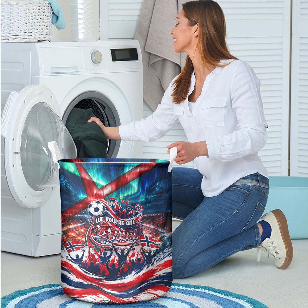 Norway Football Viking Row Laundry Basket Viking Shield Aurora Borealis Dynamic Art