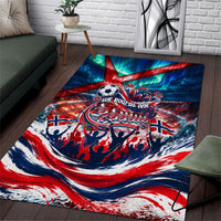 Norway Football Viking Row Area Rug Viking Shield Aurora Borealis Dynamic Art