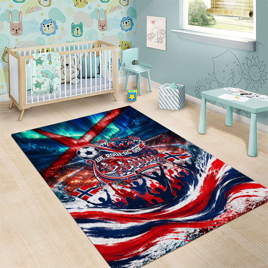 Norway Football Viking Row Area Rug Viking Shield Aurora Borealis Dynamic Art