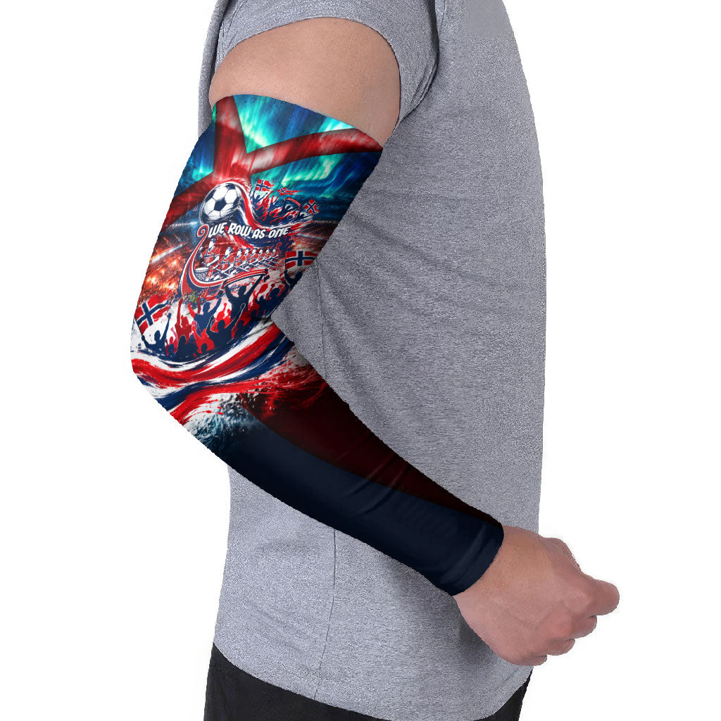 Norway Football Viking Row Arm Sleeves Viking Shield Aurora Borealis Dynamic Art