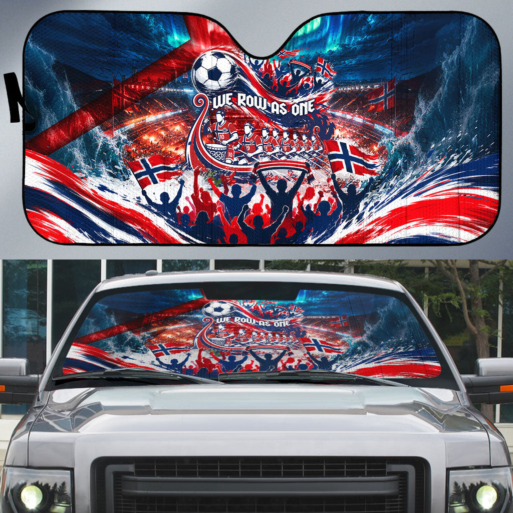 Norway Football Viking Row Auto Sun Shade Viking Shield Aurora Borealis Dynamic Art