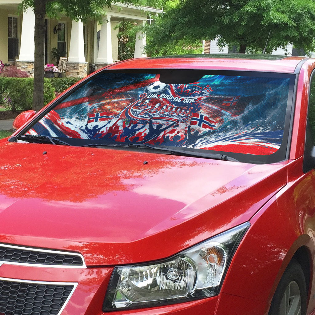 Norway Football Viking Row Auto Sun Shade Viking Shield Aurora Borealis Dynamic Art