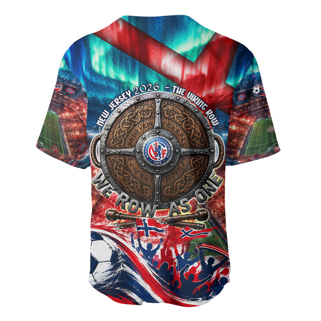 Norway Football Viking Row Baseball Jersey Viking Shield Aurora Borealis Dynamic Art