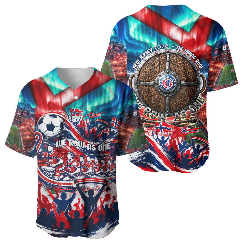 Norway Football Viking Row Baseball Jersey Viking Shield Aurora Borealis Dynamic Art
