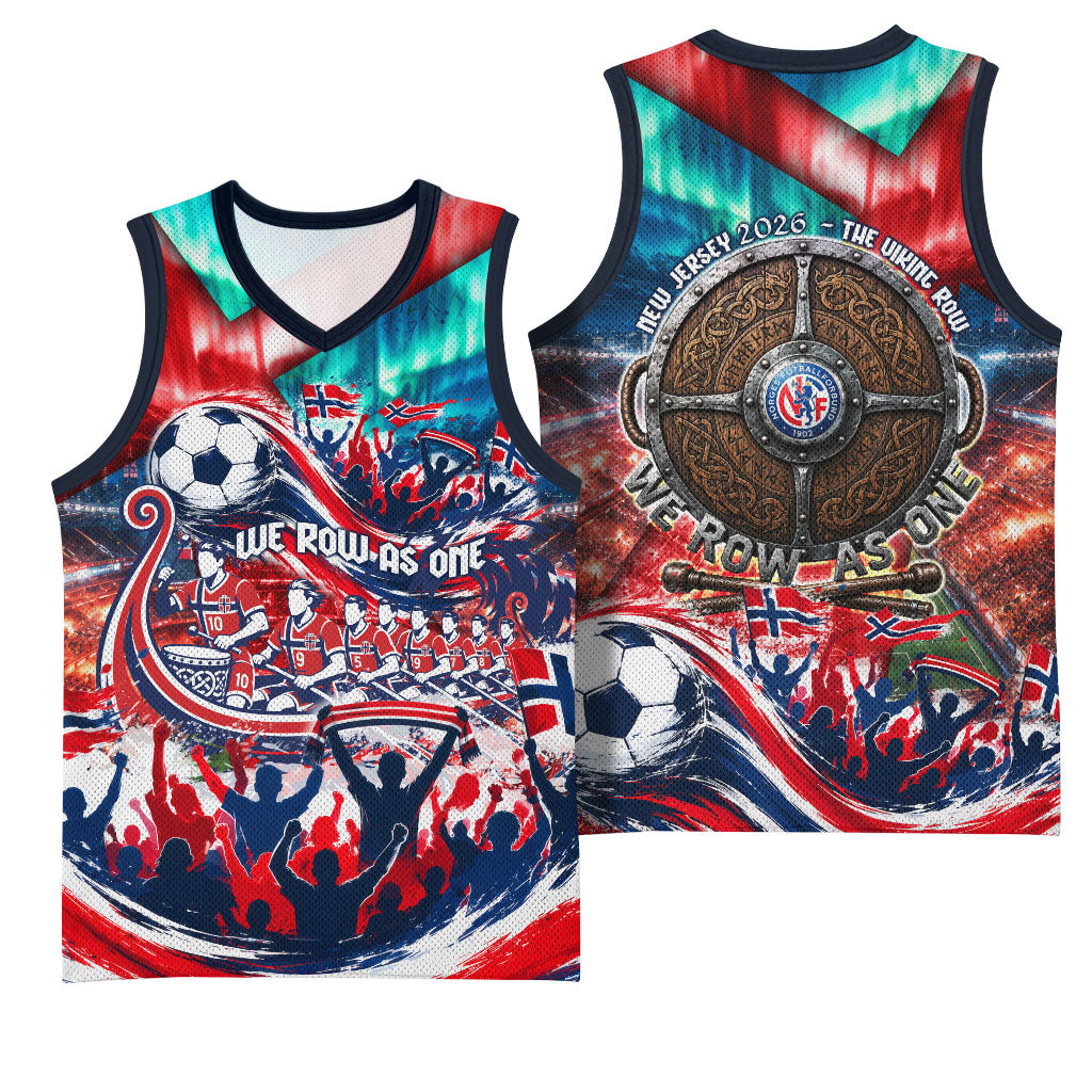 Norway Football Viking Row Basketball Jersey Viking Shield Aurora Borealis Dynamic Art