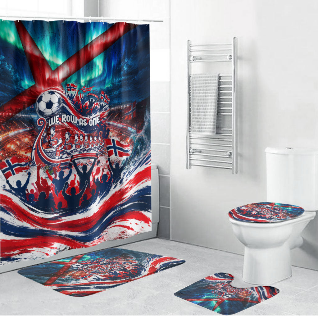 Norway Football Viking Row Bathroom Set Viking Shield Aurora Borealis Dynamic Art