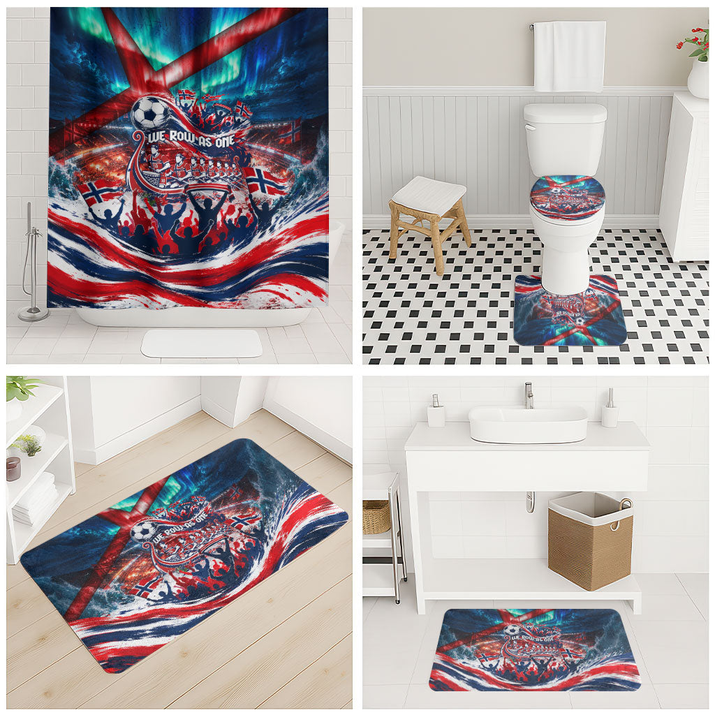 Norway Football Viking Row Bathroom Set Viking Shield Aurora Borealis Dynamic Art
