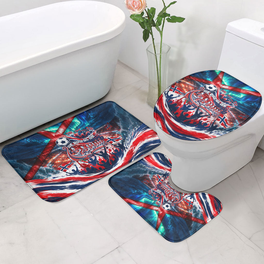 Norway Football Viking Row Bathroom Set Viking Shield Aurora Borealis Dynamic Art