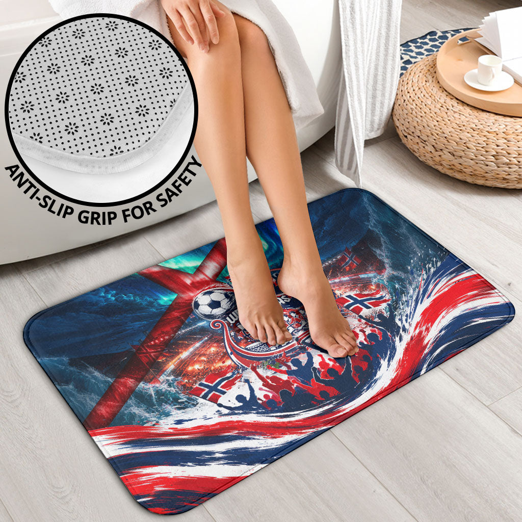 Norway Football Viking Row Bathroom Set Viking Shield Aurora Borealis Dynamic Art