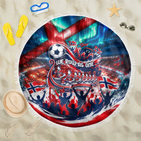 Norway Football Viking Row Beach Blanket Viking Shield Aurora Borealis Dynamic Art