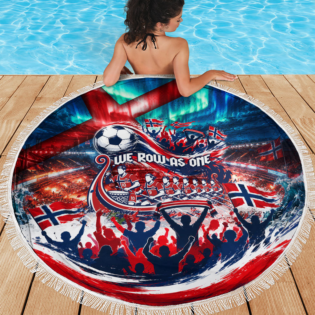 Norway Football Viking Row Beach Blanket Viking Shield Aurora Borealis Dynamic Art