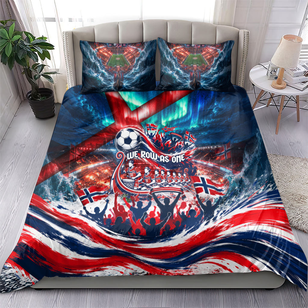Norway Football Viking Row Bedding Set Viking Shield Aurora Borealis Dynamic Art