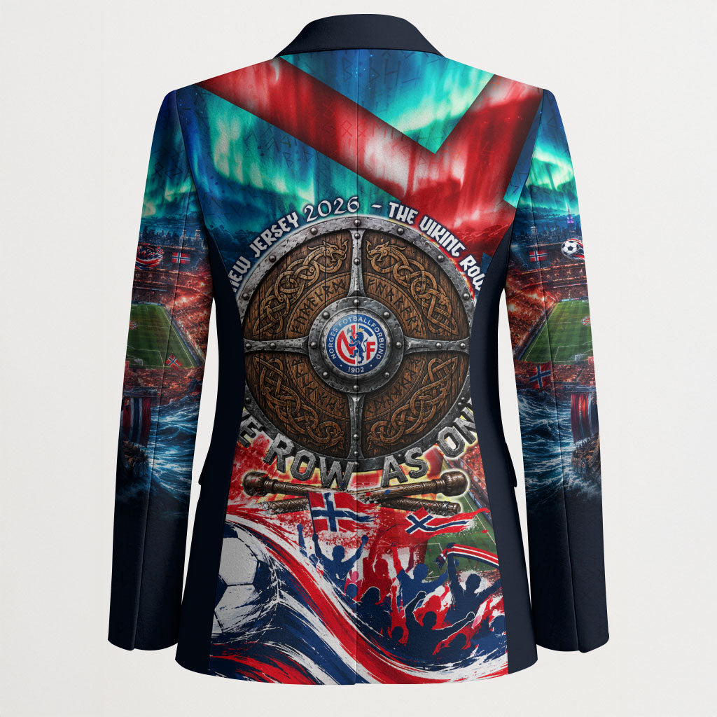 Norway Football Viking Row Blazer Viking Shield Aurora Borealis Dynamic Art