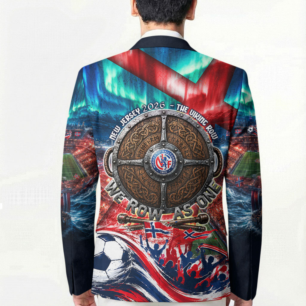Norway Football Viking Row Blazer Viking Shield Aurora Borealis Dynamic Art