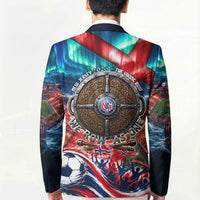Norway Football Viking Row Blazer Viking Shield Aurora Borealis Dynamic Art