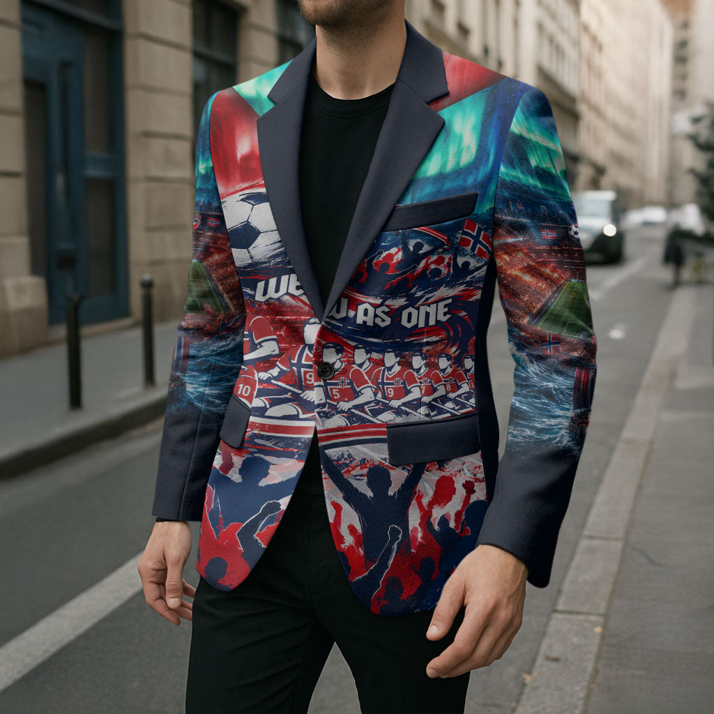 Norway Football Viking Row Blazer Viking Shield Aurora Borealis Dynamic Art