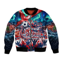 Norway Football Viking Row Bomber Jacket Viking Shield Aurora Borealis Dynamic Art