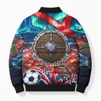 Norway Football Viking Row Bomber Puffer Jacket Viking Shield Aurora Borealis Dynamic Art