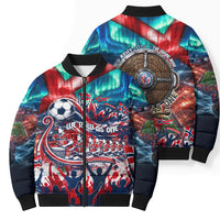 Norway Football Viking Row Bomber Puffer Jacket Viking Shield Aurora Borealis Dynamic Art