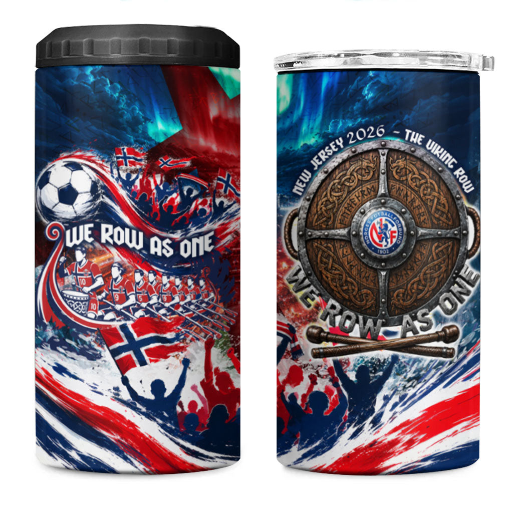 Norway Football Viking Row 4 in 1 Can Cooler Tumbler Viking Shield Aurora Borealis Dynamic Art