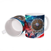 Norway Football Viking Row Ceramic Mug Viking Shield Aurora Borealis Dynamic Art