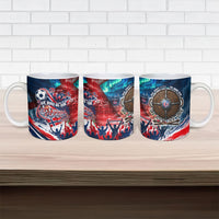 Norway Football Viking Row Ceramic Mug Viking Shield Aurora Borealis Dynamic Art