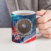 Norway Football Viking Row Ceramic Mug Viking Shield Aurora Borealis Dynamic Art