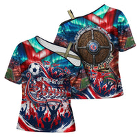 Norway Football Viking Row Cross Shoulder Shirt Viking Shield Aurora Borealis Dynamic Art