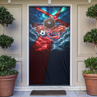 Norway Football Viking Row Door Cover Viking Shield Aurora Borealis Dynamic Art