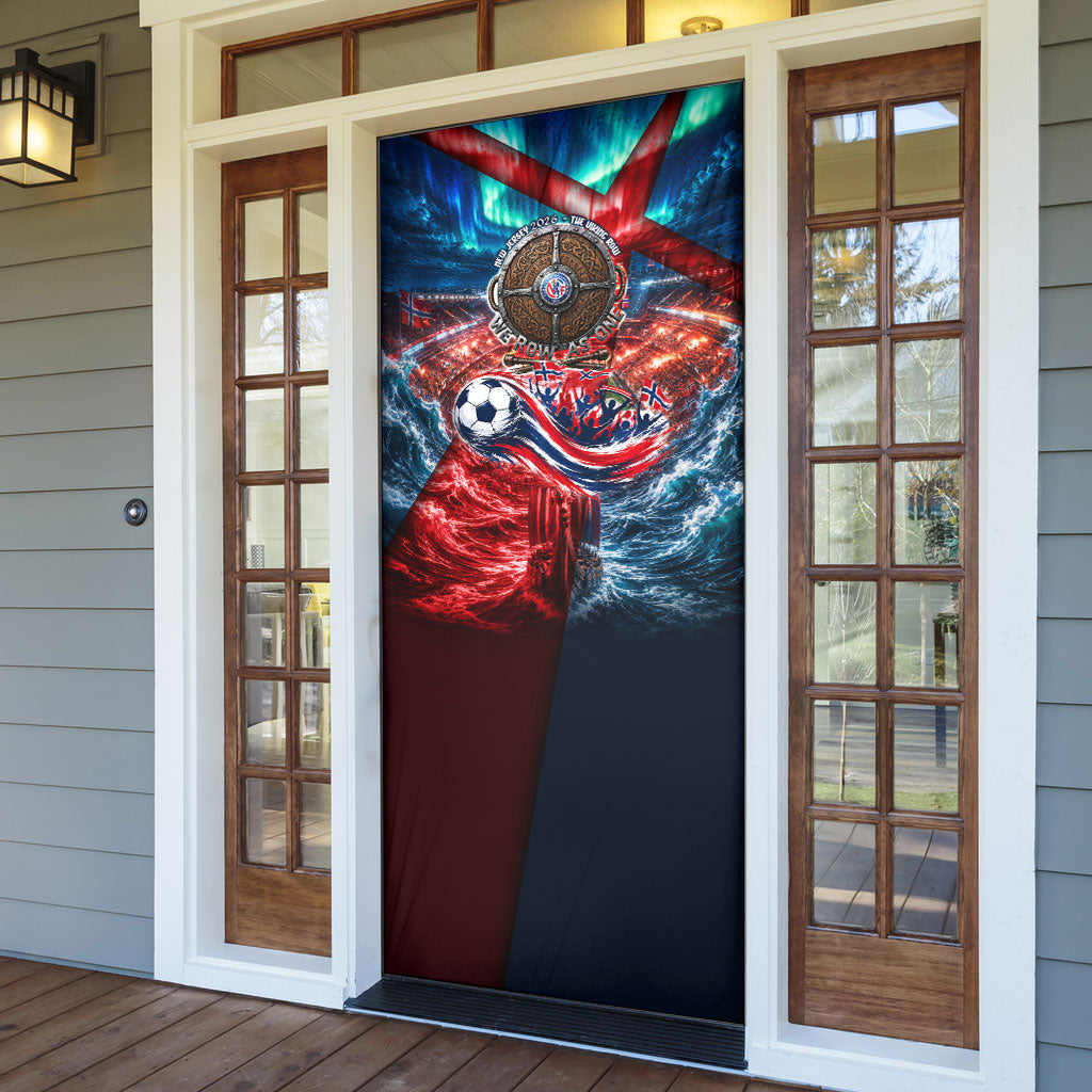 Norway Football Viking Row Door Cover Viking Shield Aurora Borealis Dynamic Art