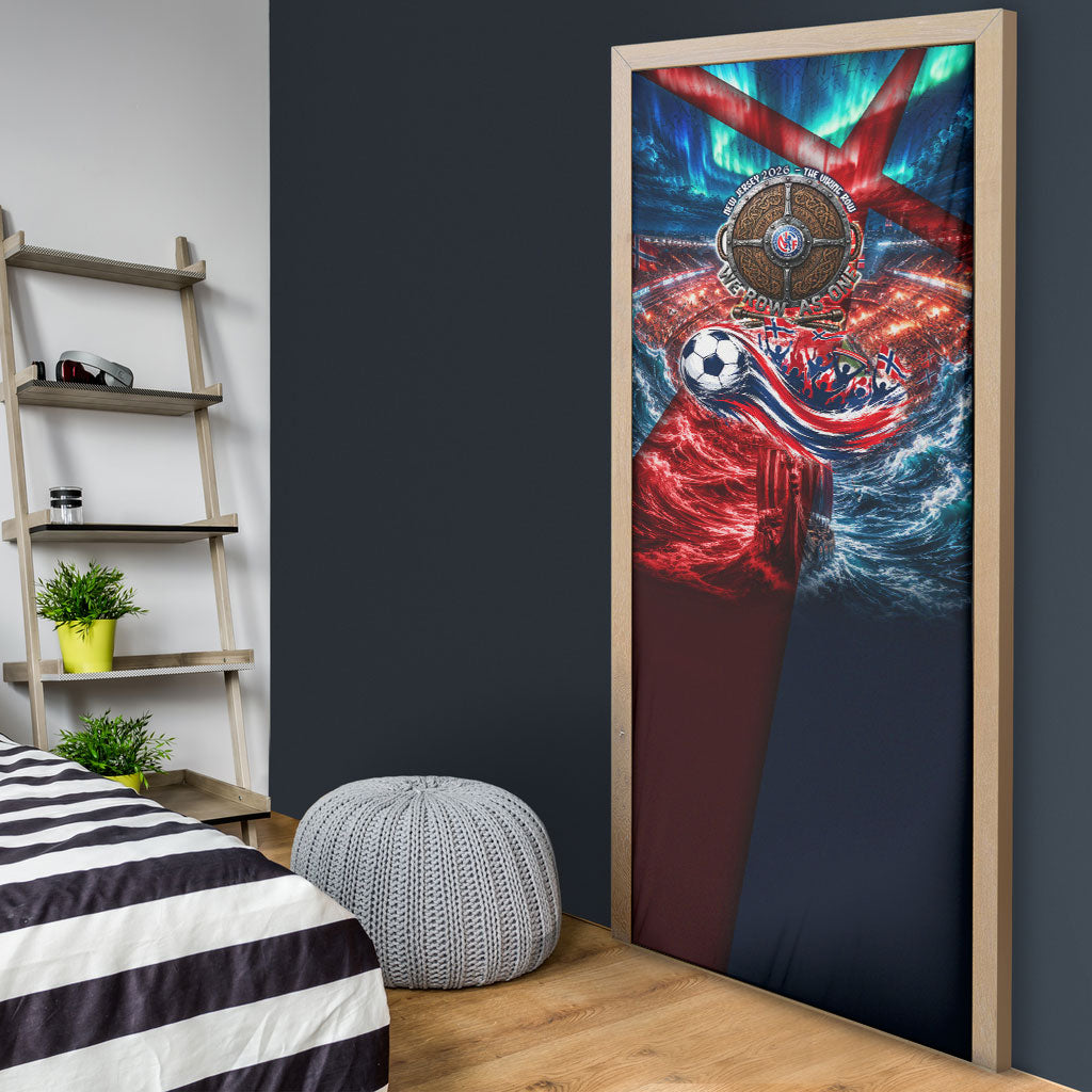 Norway Football Viking Row Door Cover Viking Shield Aurora Borealis Dynamic Art
