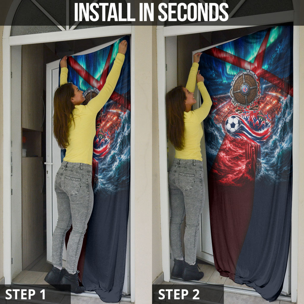 Norway Football Viking Row Door Cover Viking Shield Aurora Borealis Dynamic Art
