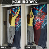 Norway Football Viking Row Door Cover Viking Shield Aurora Borealis Dynamic Art