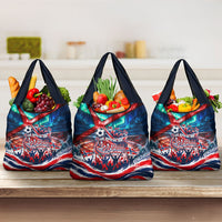 Norway Football Viking Row Grocery Bag Viking Shield Aurora Borealis Dynamic Art