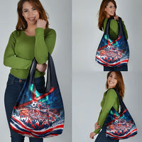 Norway Football Viking Row Grocery Bag Viking Shield Aurora Borealis Dynamic Art