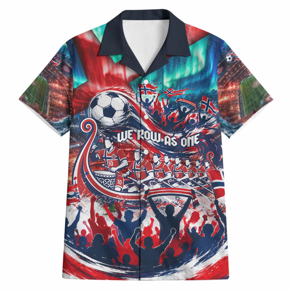 Norway Football Viking Row Hawaiian Shirt Viking Shield Aurora Borealis Dynamic Art