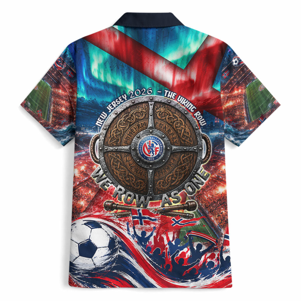 Norway Football Viking Row Hawaiian Shirt Viking Shield Aurora Borealis Dynamic Art