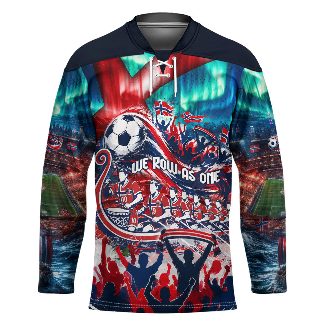 Norway Football Viking Row Hockey Jersey Viking Shield Aurora Borealis Dynamic Art