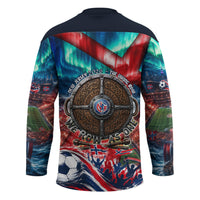 Norway Football Viking Row Hockey Jersey Viking Shield Aurora Borealis Dynamic Art