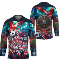 Norway Football Viking Row Hockey Jersey Viking Shield Aurora Borealis Dynamic Art